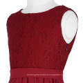 Grace Karin Crianças Crianças sem mangas Comprimento do pescoço De alto-baixo Lace Chiffon Red Splicing Meninas Vestido 2-12 Anos CL008976-1